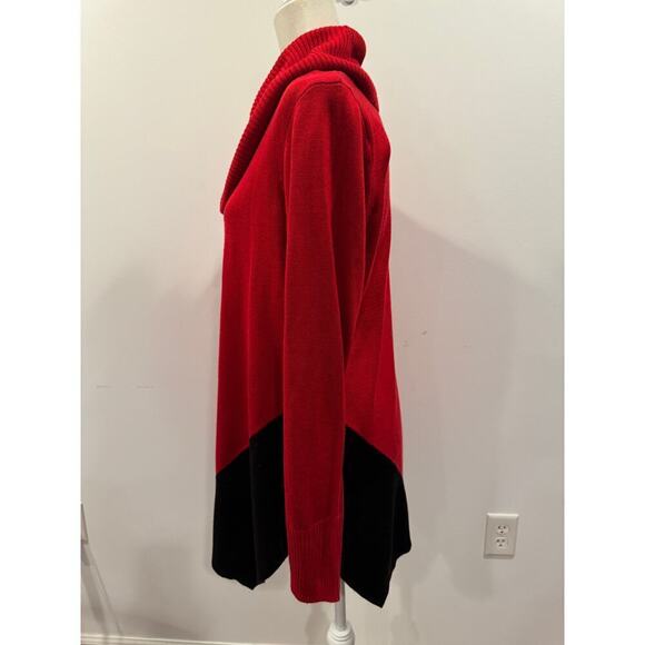 Calving Klein Red and Black Cow Neck Sweater - Size Large - Picture 5 of 8